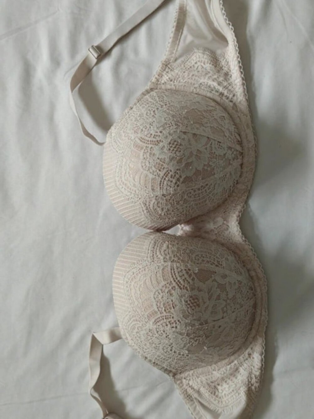 Nude Lace Demi-Cup Bra US 38DDD